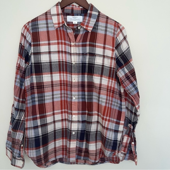 Trovata Birds of Paradis Grace Classic Button Down Shirt in Plaid S 100% Cotton - Picture 3 of 5